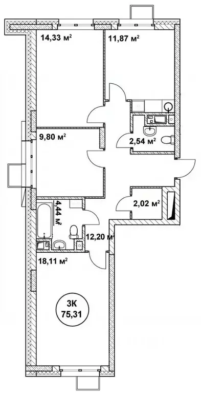 3-к кв. Нижегородская область, Нижний Новгород ул. Родионова (75.31 м) - Фото 1