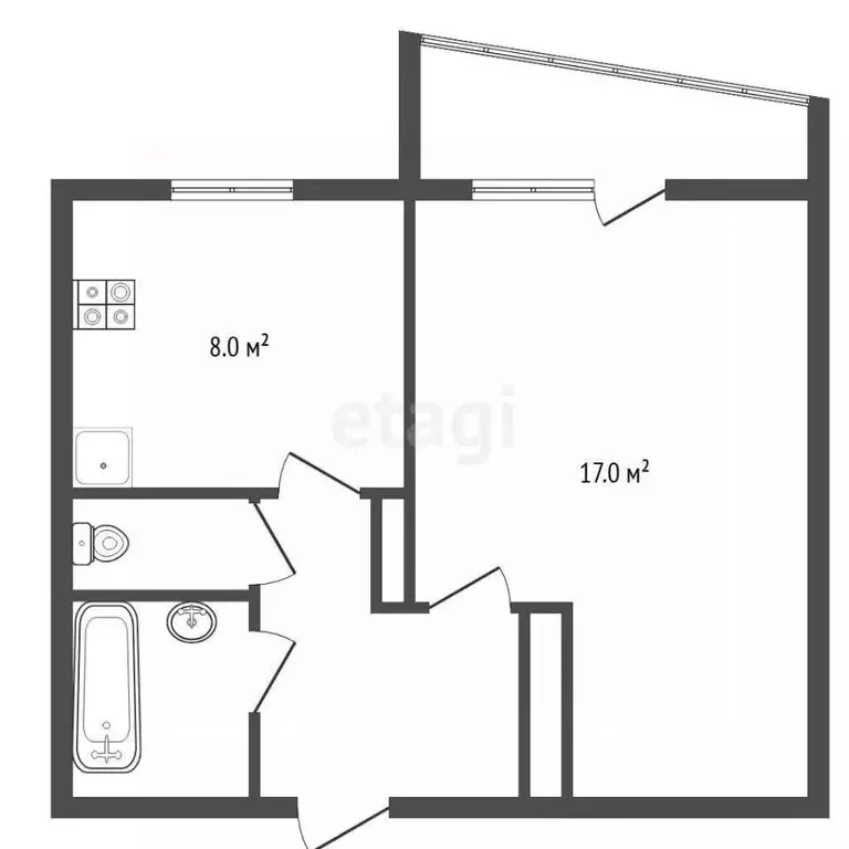 1-к кв. Челябинская область, Озерск ул. Монтажников, 52 (33.5 м) - Фото 2