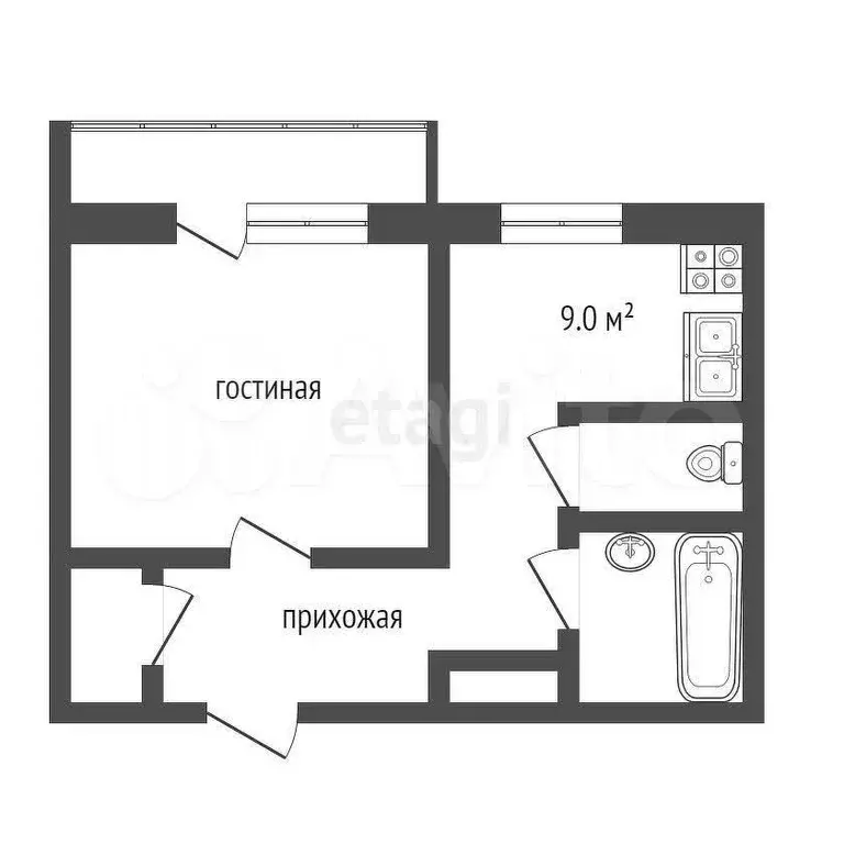 1-к. квартира, 40,3 м, 4/5 эт. - Фото 0