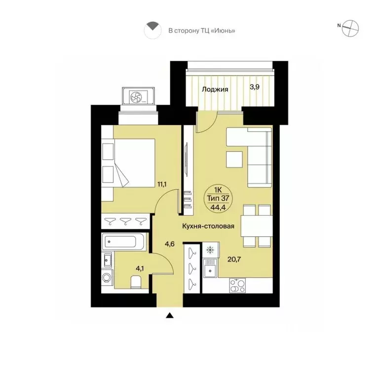 1-к кв. Коми, Сыктывкар Октябрьский просп., 137 (44.4 м) - Фото 1