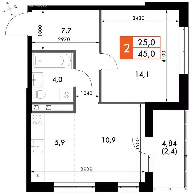 2-комнатная квартира: Зеленодольский район, Октябрьское сельское ... - Фото 1