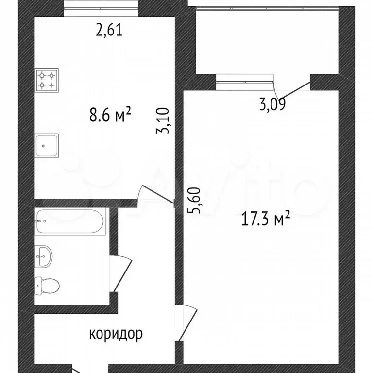 1-к. квартира, 36 м, 4/5 эт. - Фото 0