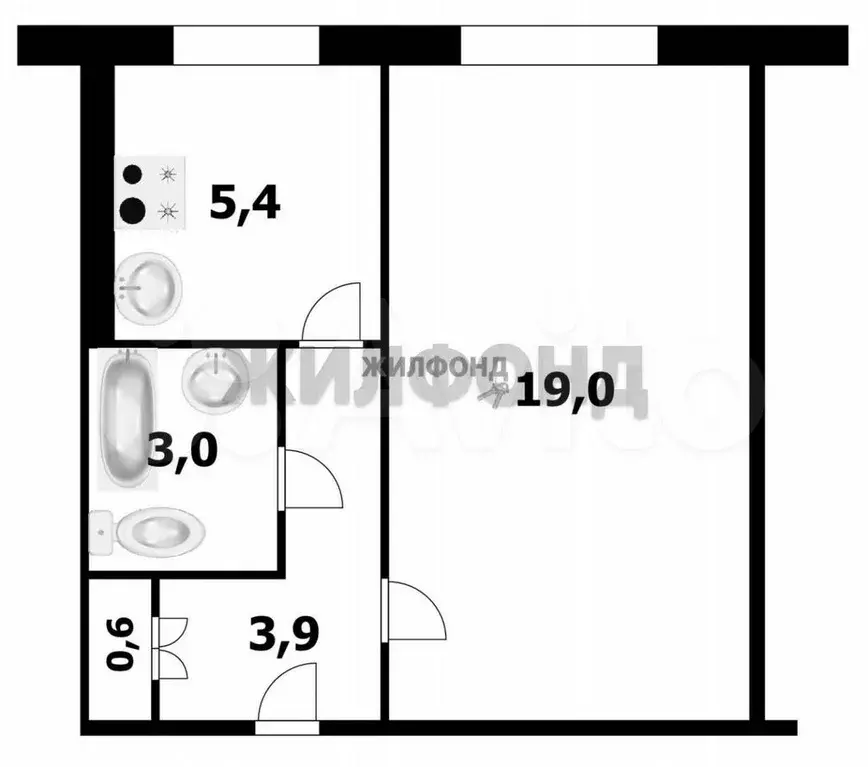 1-к. квартира, 31,9 м, 2/9 эт. - Фото 0