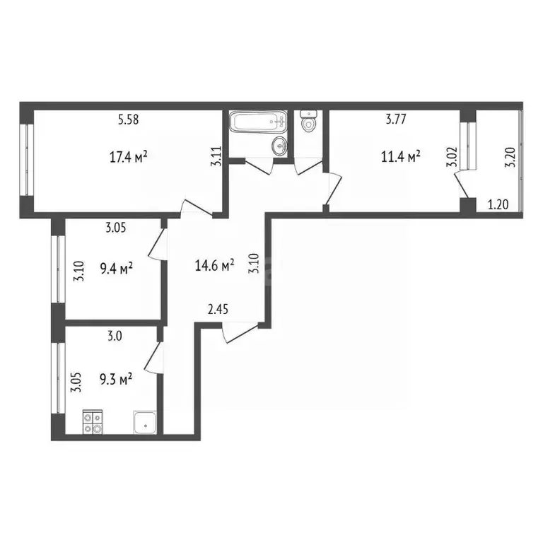 3-к кв. Ямало-Ненецкий АО, Новый Уренгой Лимбяяха мкр, Приозерный мкр, ... - Фото 1