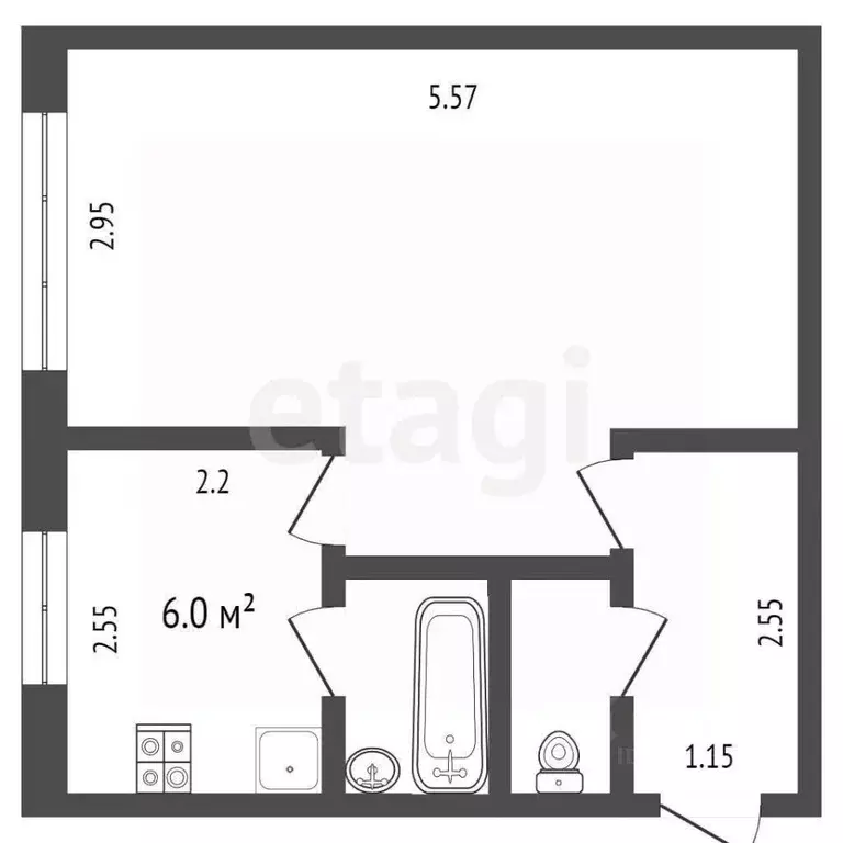 1-к кв. Тюменская область, Тюмень ул. Мельникайте, 95 (30.5 м) - Фото 2