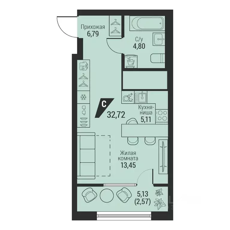 1-к кв. Свердловская область, Екатеринбург просп. Космонавтов, 100 ... - Фото 1