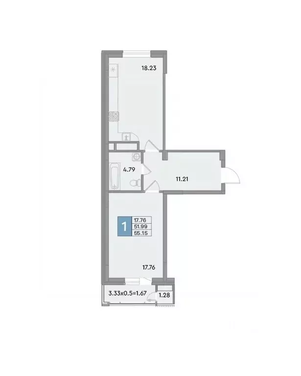 1-к кв. Краснодарский край, Краснодар ул. Шоссе Нефтяников, 26 (55.15 ... - Фото 0