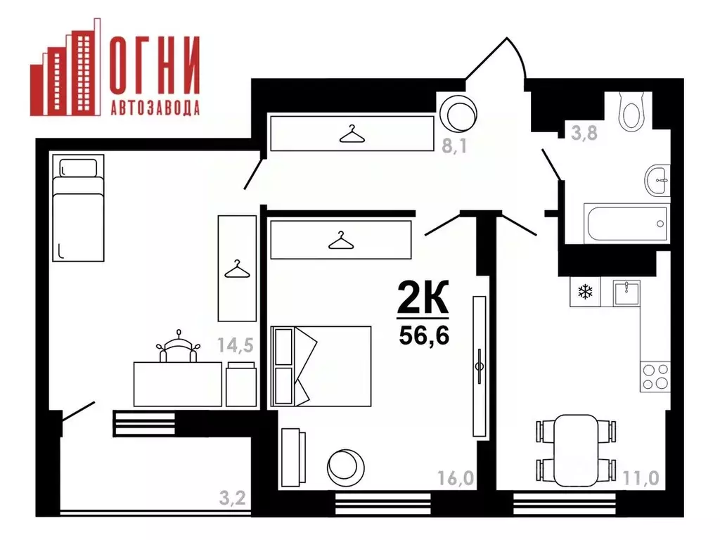 2-к кв. Нижегородская область, Нижний Новгород Коломенская ул., 8к4 ... - Фото 1