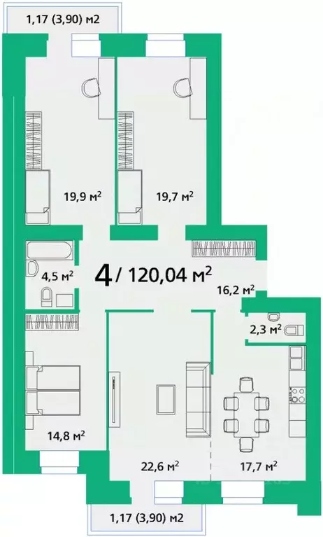 4-к кв. Красноярский край, Красноярск ул. Березина, 82Д (120.04 м) - Фото 0
