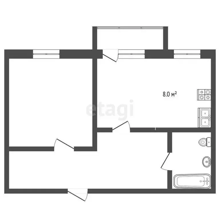 1-комнатная квартира: Прокопьевск, улица Макаренко, 7А (29.6 м) - Фото 1