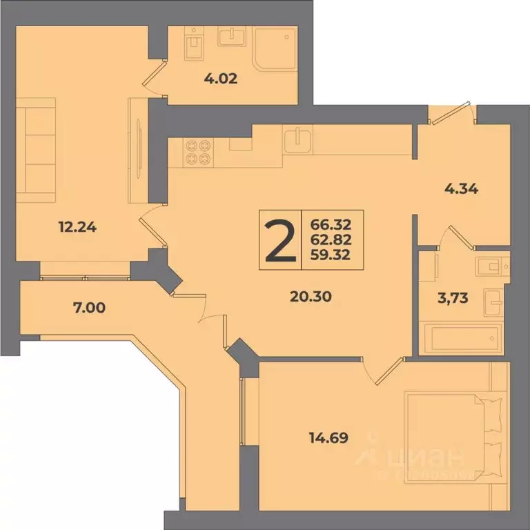 2-к кв. Калининградская область, Калининград Коммунистическая ул. ... - Фото 0