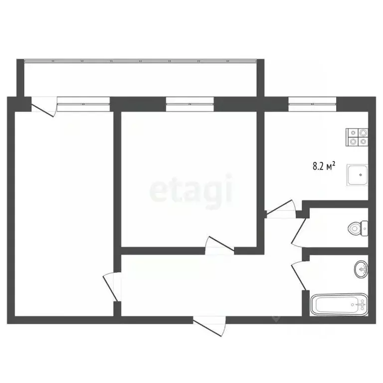 2-к кв. Тюменская область, Тюмень ул. Газовиков, 26 (46.0 м) - Фото 2
