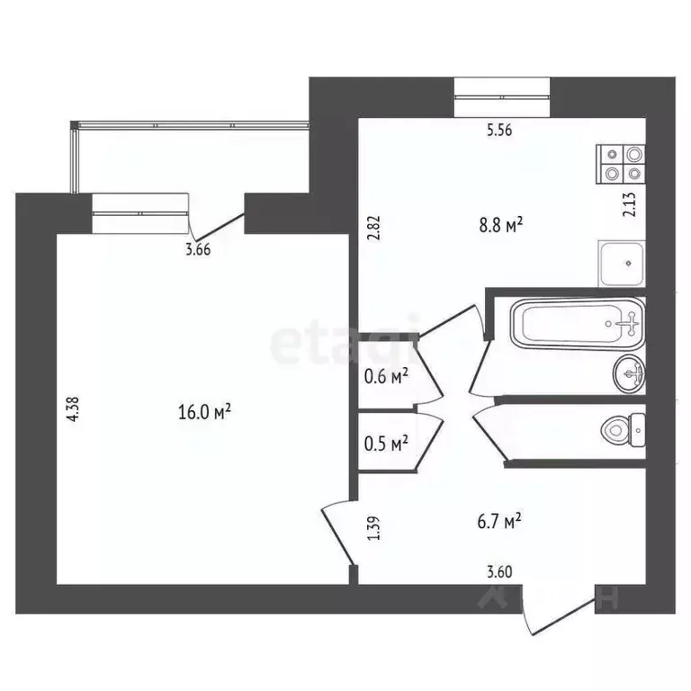 1-к кв. Кемеровская область, Анжеро-Судженск Камышинская ул., 13 (35.9 ... - Фото 1