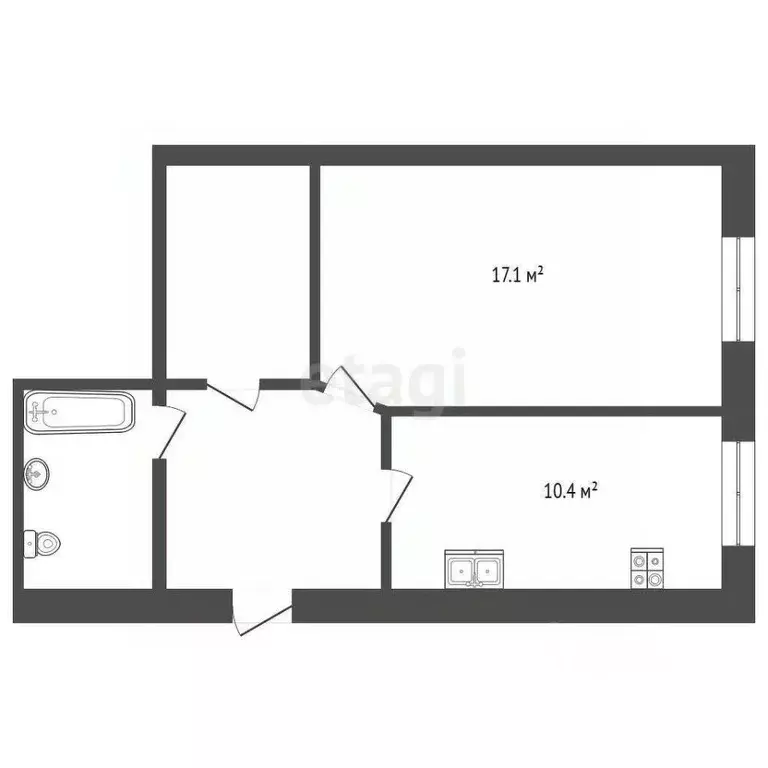 1-к кв. Тюменская область, с. Ярково ул. Республики, 10А (45.5 м) - Фото 2
