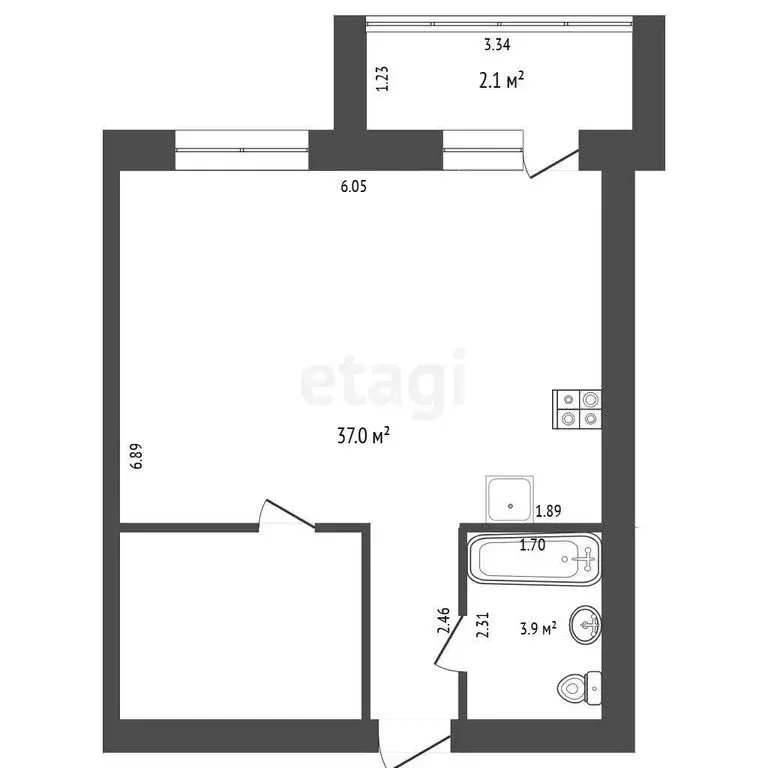 Квартира-студия: Омск, улица Перелёта, 34 (40.9 м) - Фото 0