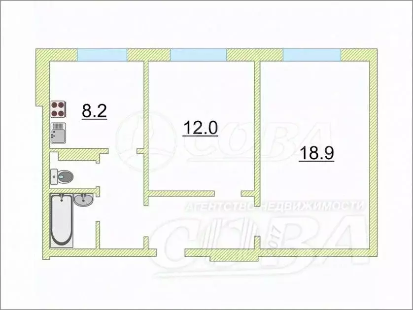 2-к кв. Ханты-Мансийский АО, Сургут просп. Мира, 51 (45.0 м) - Фото 1