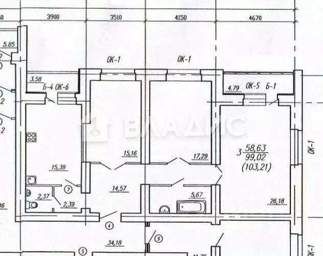 3-к кв. Брянская область, Брянск ул. Дуки, 75 (98.2 м) - Фото 1