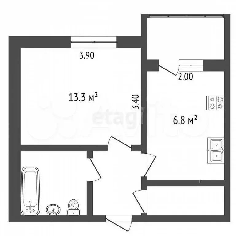 1-к. квартира, 28,5 м, 6/9 эт. - Фото 0