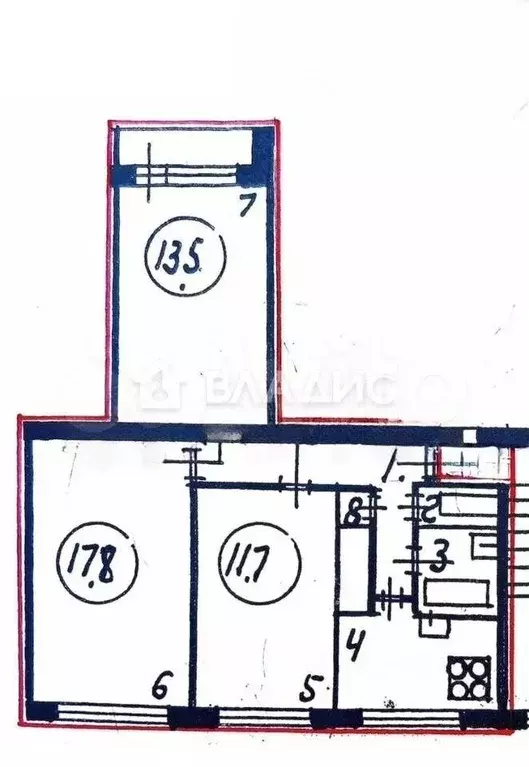 3-к. квартира, 60,3 м, 6/9 эт. - Фото 0