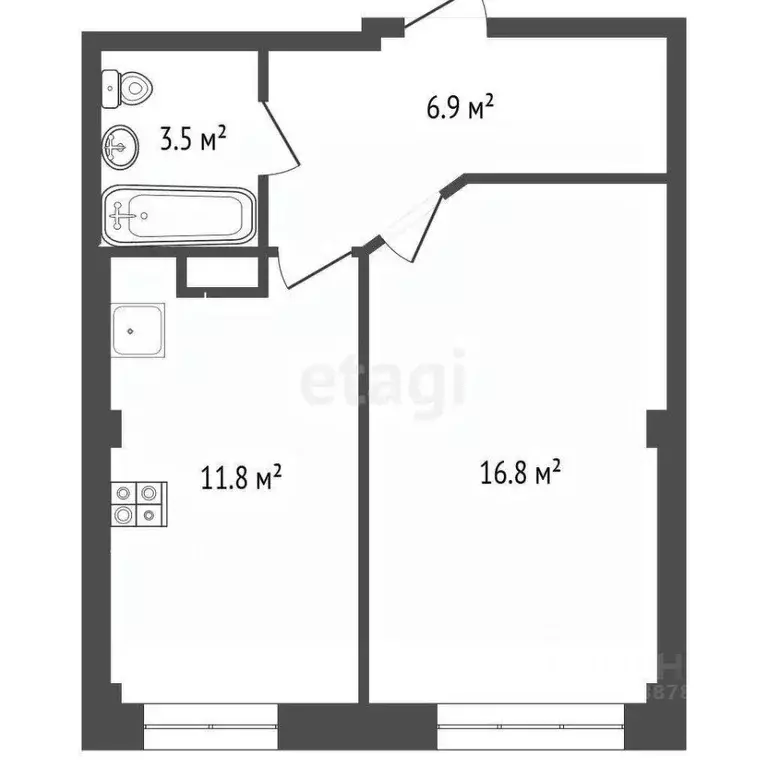 1-к кв. Ханты-Мансийский АО, Ханты-Мансийск ул. Энгельса, 60 (39.7 м) - Фото 1