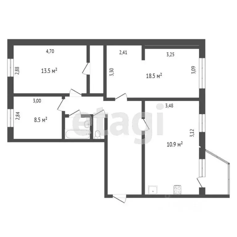 3-к кв. Ханты-Мансийский АО, Сургут ул. Островского, 17 (87.0 м) - Фото 1