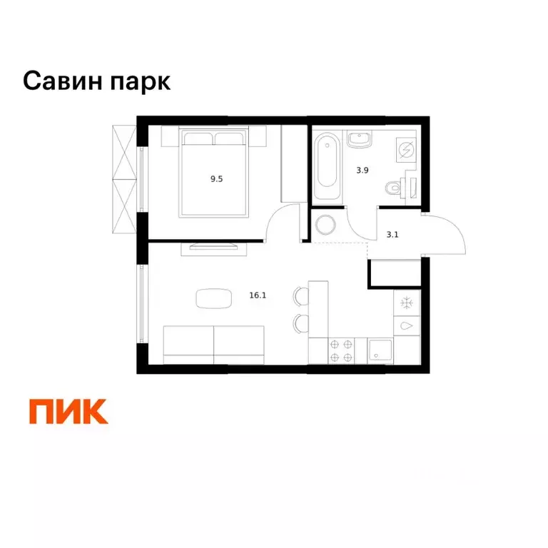 1-к кв. Нижегородская область, Нижний Новгород д. Утечино, Савин Парк ... - Фото 1