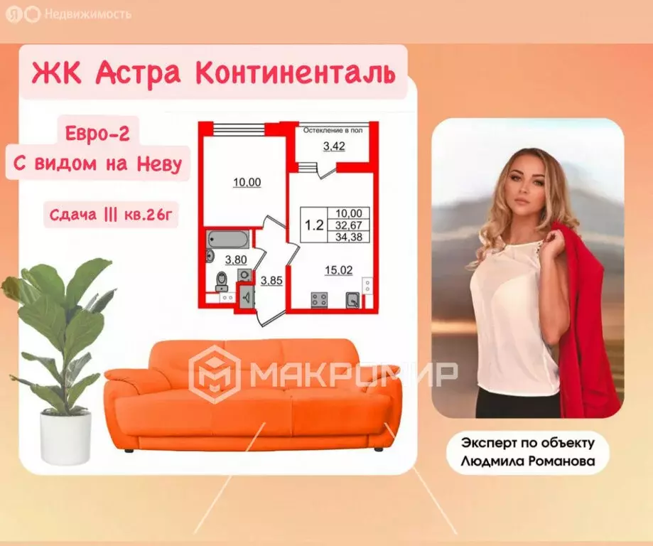 1-комнатная квартира: Санкт-Петербург, жилой комплекс Астра ... - Фото 0
