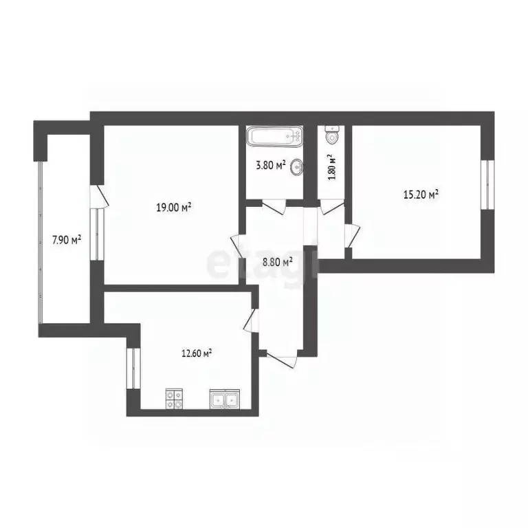 2-к кв. Тюменская область, Тюмень Амурская ул., 2 (69.9 м) - Фото 2