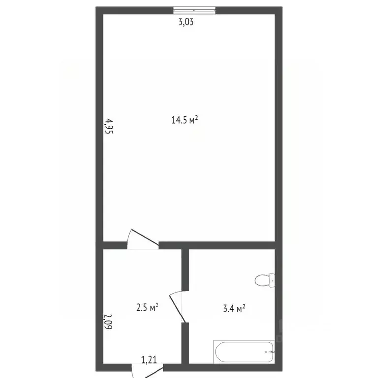 Студия Амурская область, Благовещенск Нагорная ул., 5/3 (21.0 м) - Фото 1
