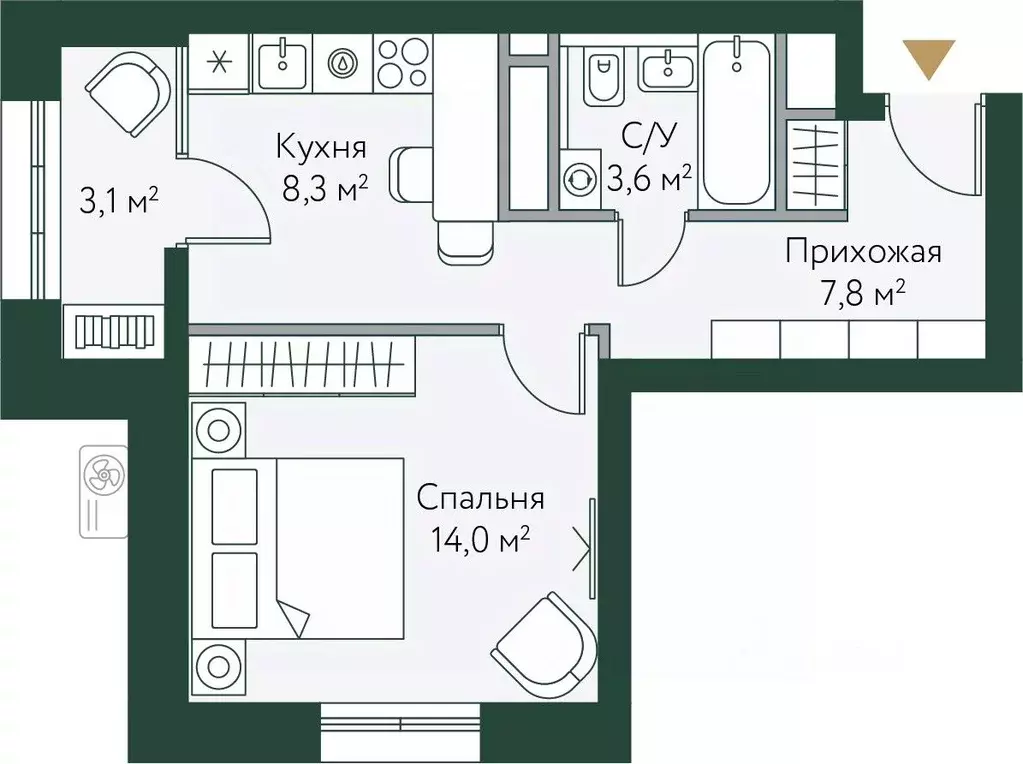 1-к кв. Волгоградская область, Волгоград Новосибирская ул., 74с1 (36.8 ... - Фото 0