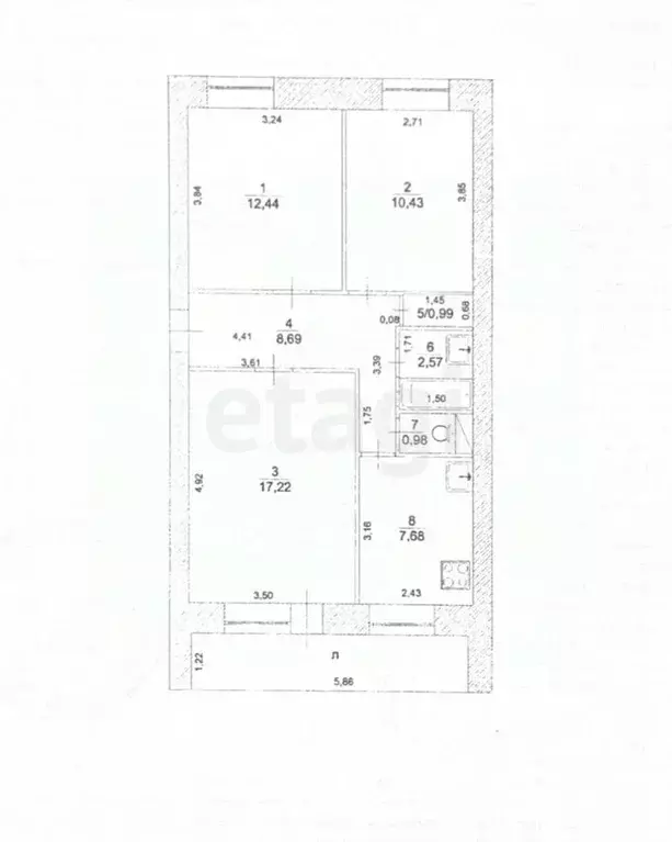 3-к кв. Ульяновская область, Ульяновск ул. Гагарина, 23 (61.0 м) - Фото 2