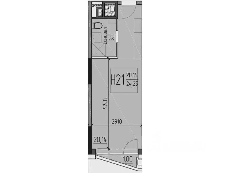 1-к кв. московская область, одинцово ул. чистяковой, 8с2 (24.0 м) - Фото 0