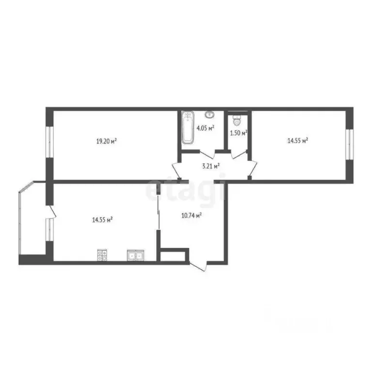 2-к кв. Тюменская область, Тюмень ул. Павла Шарова, 1к1 (67.0 м) - Фото 1