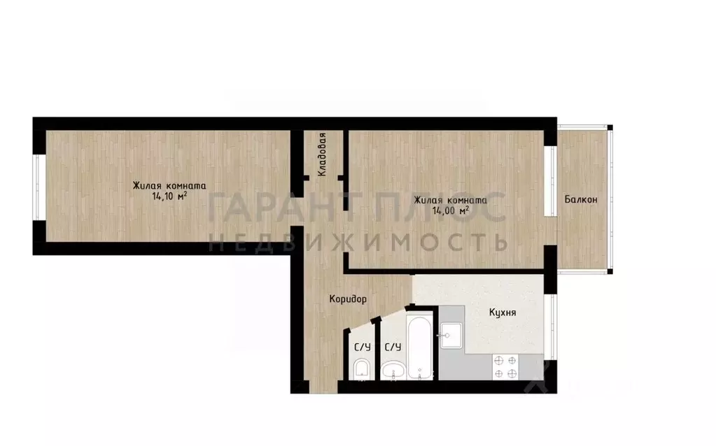 2-к кв. Липецкая область, Липецк ул. Пушкина, 4 (44.2 м) - Фото 1