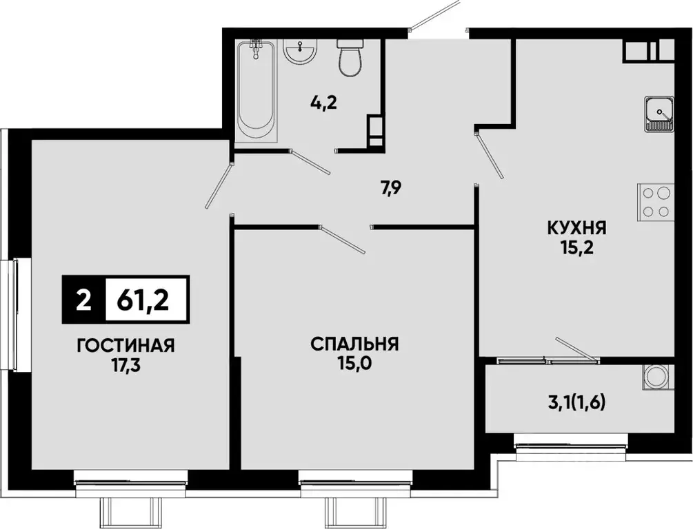 2-к кв. Ставропольский край, Кисловодск Моя Легенда жилой комплекс ... - Фото 0