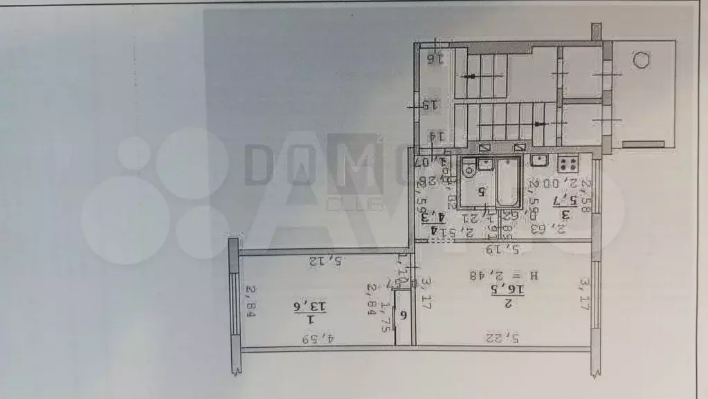 2-к. квартира, 43,5 м, 1/5 эт. - Фото 0