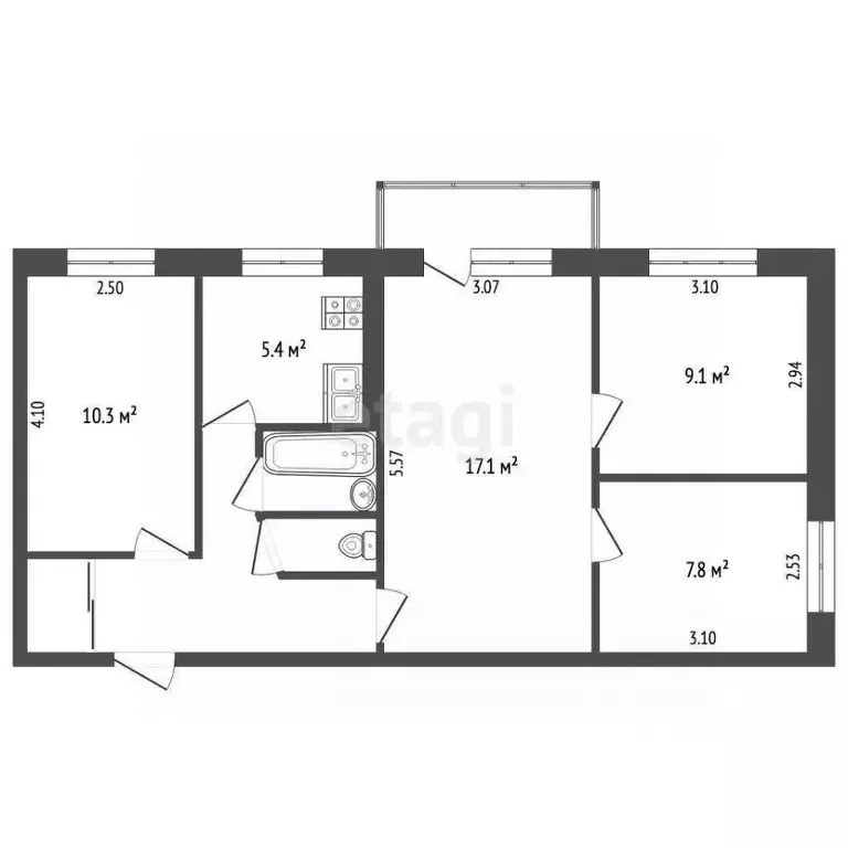 4-к кв. Камчатский край, Вилючинск ул. Победы, 17 (60.6 м) - Фото 2