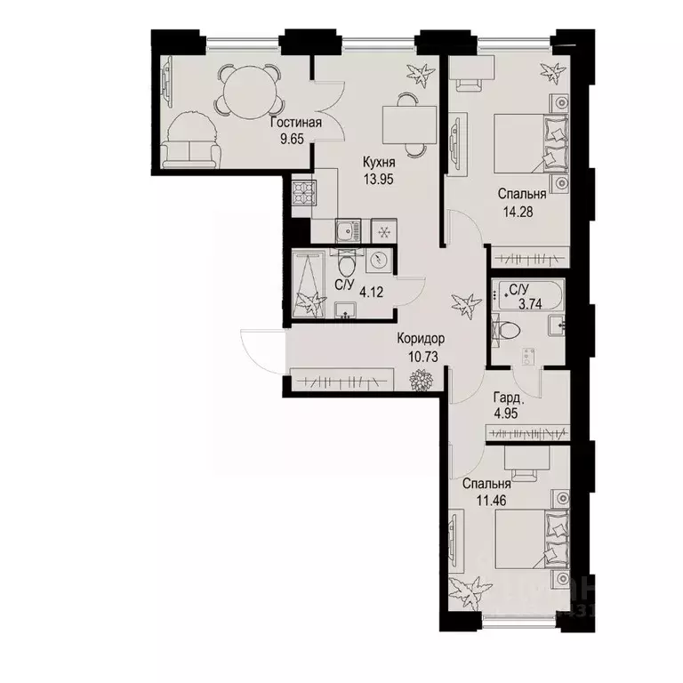 3-к кв. Санкт-Петербург ул. Профессора Попова, 38 (72.88 м) - Фото 0