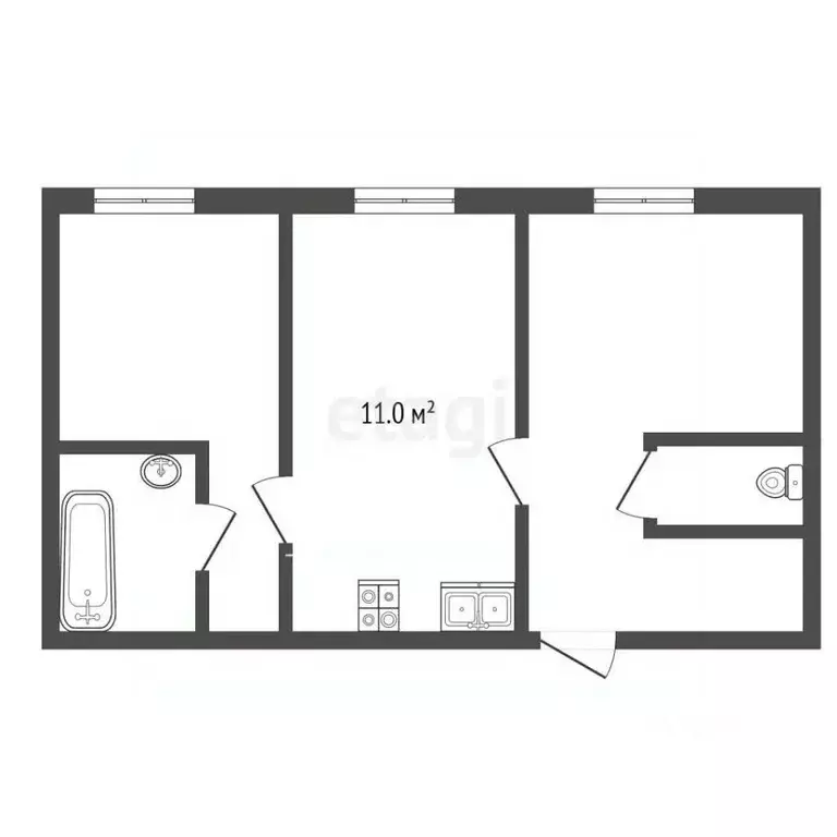 2-к кв. Ростовская область, Азов Азовский район, ул. Мира, 97 (55.0 м) - Фото 2