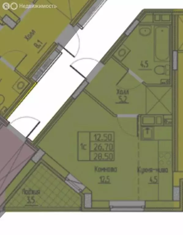 Квартира-студия: Пермь, Бершетский переулок, 3 (26.6 м) - Фото 0