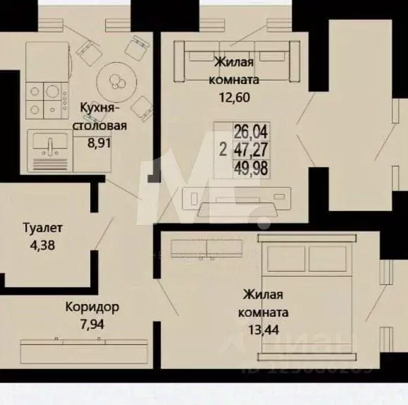 2-к кв. Калининградская область, Калининград Артиллерийская ул., 85Ак1 ... - Фото 1