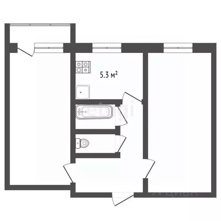 2-к кв. Ставропольский край, Пятигорск ул. Юлиуса Фучика (45.0 м) - Фото 1