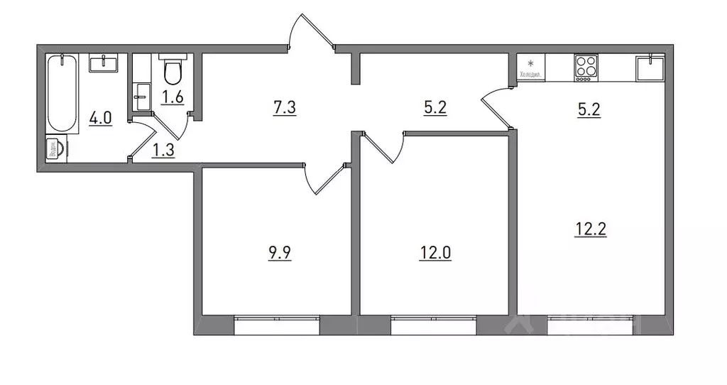 3-к кв. Кировская область, Киров бул. Прибрежный, 6 (58.7 м) - Фото 2