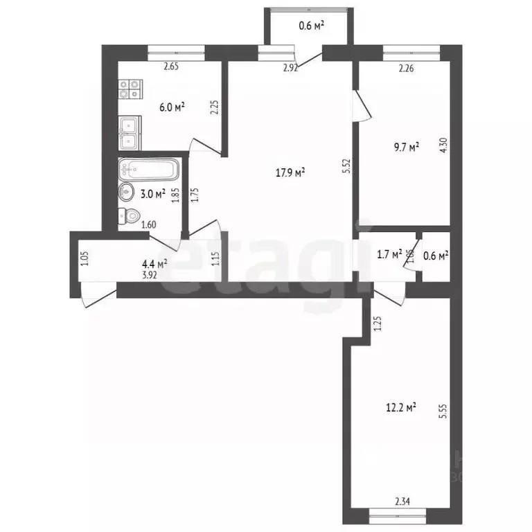 3-к кв. Мордовия, Саранск ул. Полежаева, 30 (55.5 м) - Фото 2
