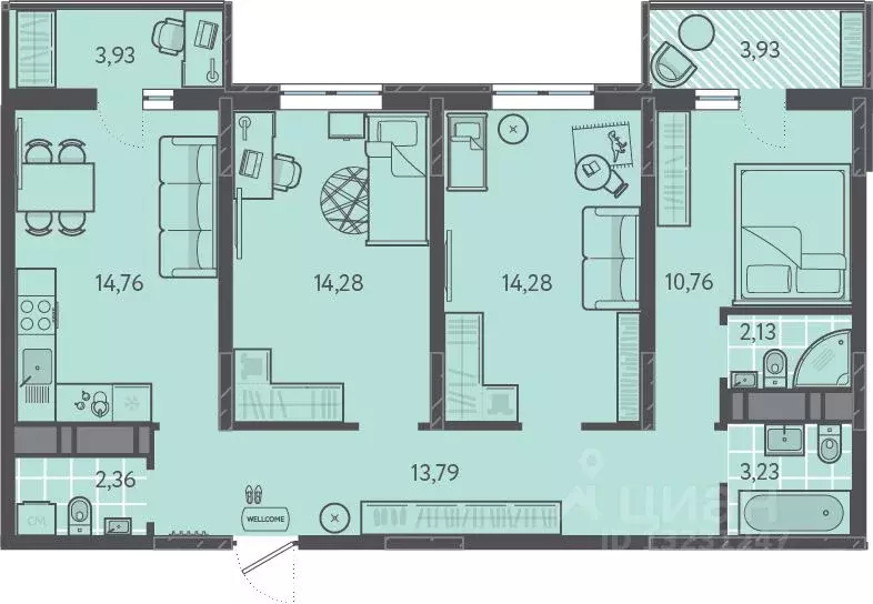 3-к кв. Краснодарский край, Краснодар ул. Им. Александра Гикало, 11к1 ... - Фото 1
