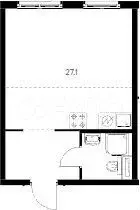 Квартира-студия, 27 м, 4/12 эт. - Фото 0