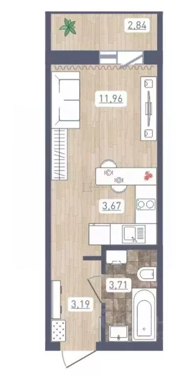 Квартира, студия, 24.1 м - Фото 1