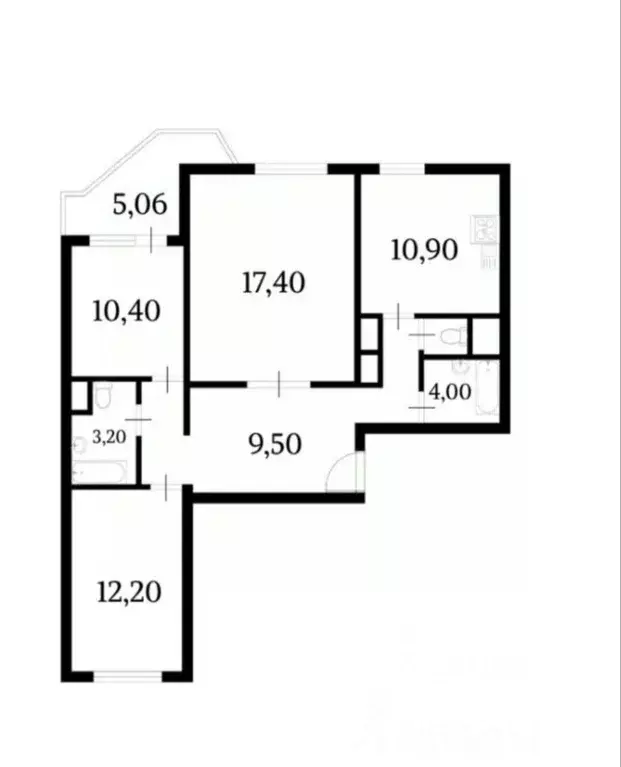 3-к кв. Москва Скобелевская ул., 1 (74.2 м) - Фото 1