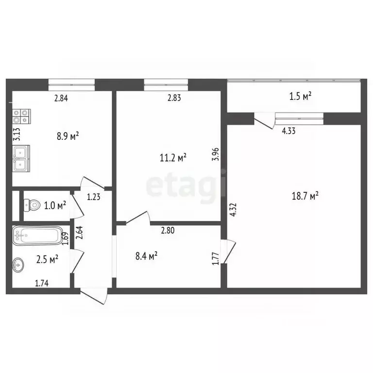 2-к кв. Забайкальский край, Чита Автогенная ул., 5 (50.7 м) - Фото 1