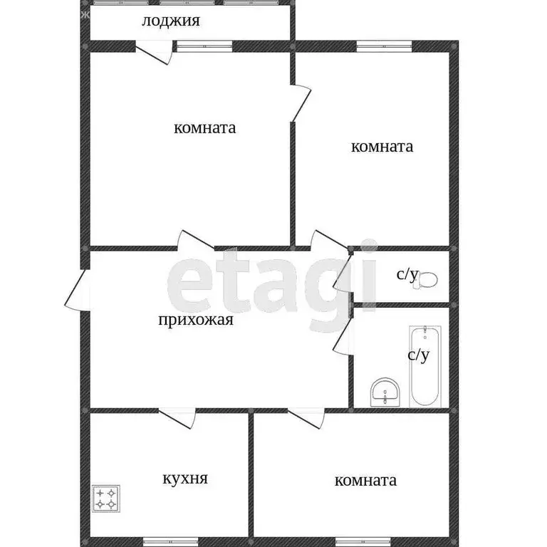 3-комнатная квартира: Кострома, улица Стопани, 31 (58 м) - Фото 0